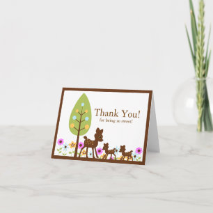 Twins Deer Baby Shower Thank You Note Card