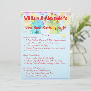 Twins Dino Roar Birthday Party Menu