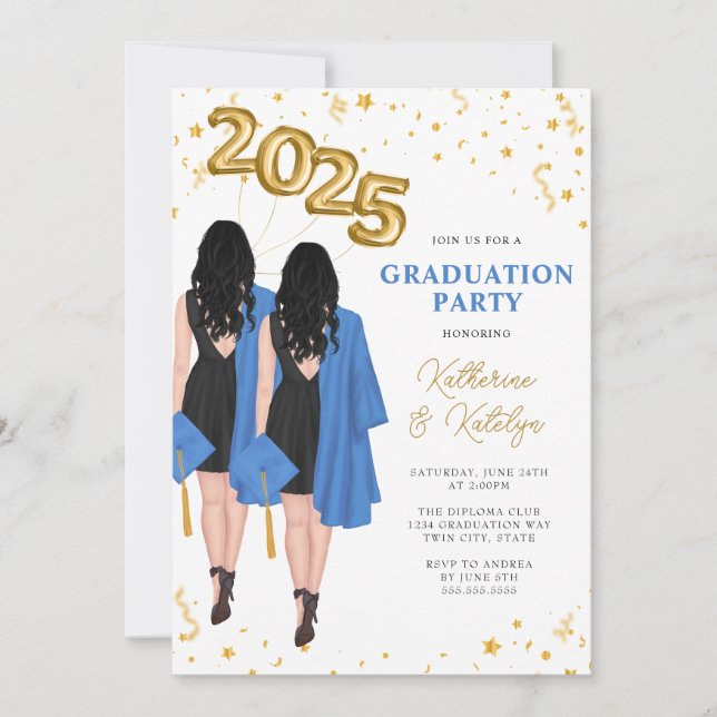 Twins Double Graduation Party Invitation (Front)