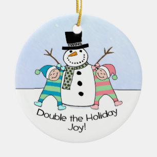 TWINS: Double the Holiday Joy! Ceramic Ornament