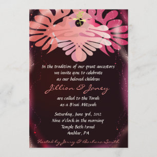 Twins Dove of Peace B'nai Bat Mitzvah Invitation