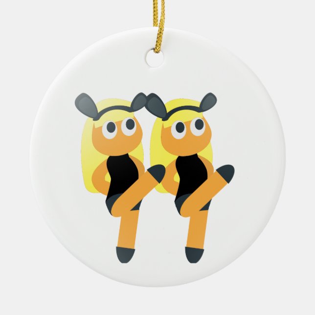 twins emoji ceramic tree decoration (Front)