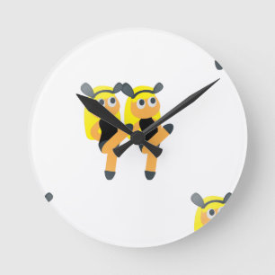 twins emoji round clock