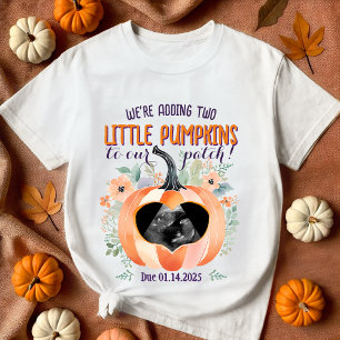 Twins Fall Pumpkin Pregnancy Announcement Sonogram T-Shirt