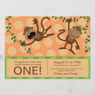 Twin's first birthday party invitations. invitation