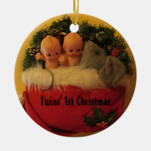 Twins' First Christmas Ceramic Ornament