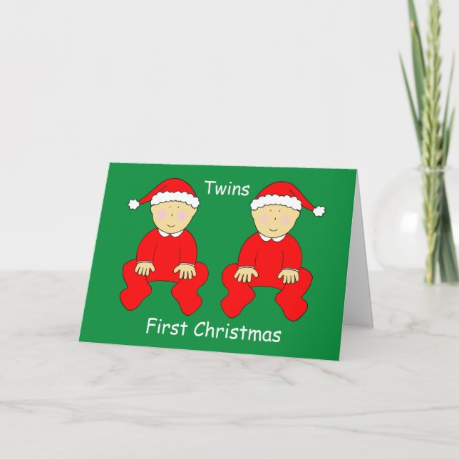 Twins First Christmas Holiday Card (Front)
