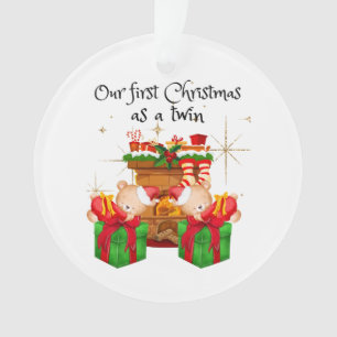 Twins first Christmas round ornament