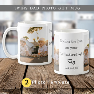 Twins First Father's Day 2-Photo Collage Coffee Mug