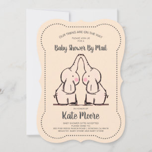 Twins Gender Neutral Baby Shower By Mail Peach Invitation