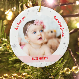 Twins Girl Boy Photos Grandpa First Christmas Baby Ceramic Ornament
