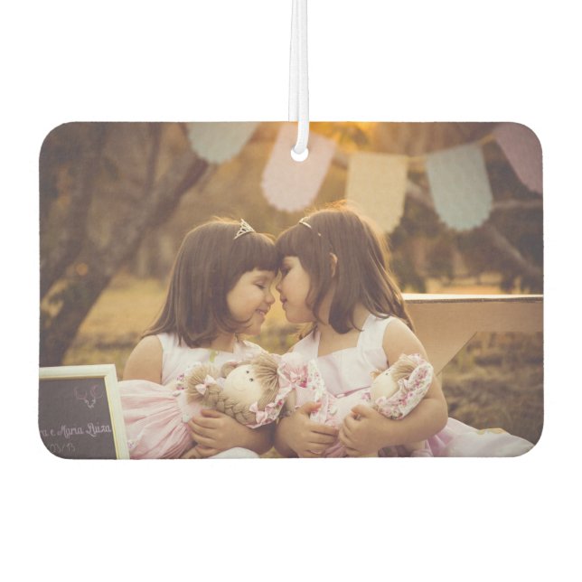Twins Girls 2 Photos Upload Personalise Custom Car Air Freshener (Front)
