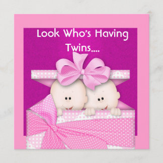 TWINS GIRLS BABY SHOWER  INVITATION