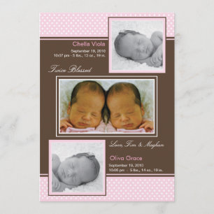 Twins Girls Girl Birth Announcement