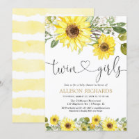 Twins girls yellow sunflower greenery baby shower