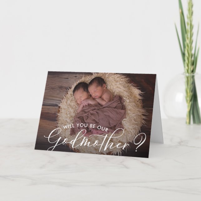 Twins Godmother Proposal Photo Card (Front)