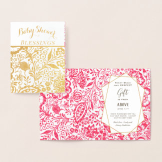 Twins Gold Foil Floral Baby Shower Blessings Twins Card