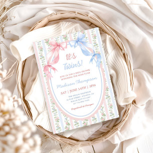 Twins Grandmillenial Coquette Baby Shower Invitation