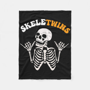 Twins Halloween Matching Skeletwins Funny Dancing Fleece Blanket