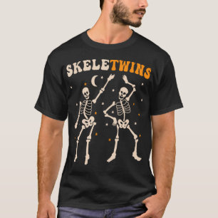 Twins Halloween Matching Skeletwins Funny Dancing T-Shirt