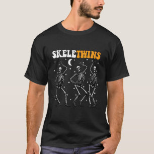 Twins Halloween Matching Skeletwins Funny Dancing T-Shirt
