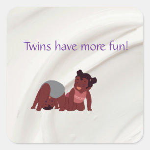 Twins Have More Fun Square Sticker