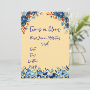 Twins in Bloom Baby Shower Invitation