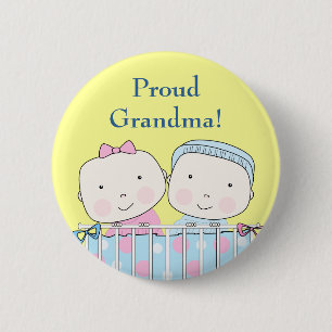 Twins in Crib, Grandparent Pin