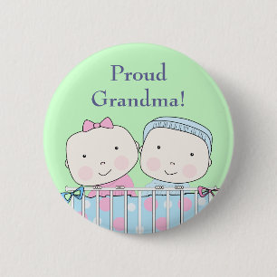 Twins in Crib, Grandparent Pin