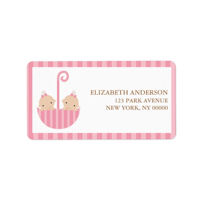 Twins in Umbrella Return Address Labels (Front)
