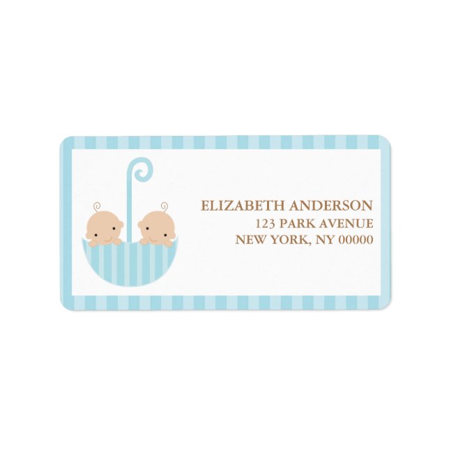 Twins in Umbrella Return Address Labels (Front)