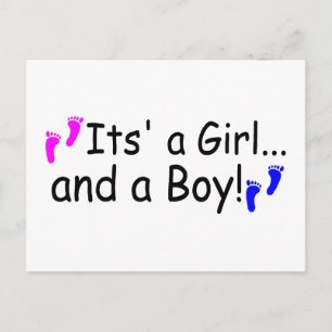 Twins Its A Girl And A Boy Baby Footprints Postcard