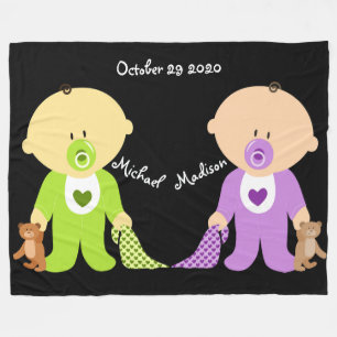 Twins Keepsake Fleece Blanket with both names