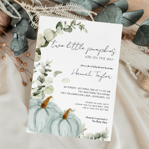 Twins Little Pumpkin Boys Fall Baby Shower Invitation