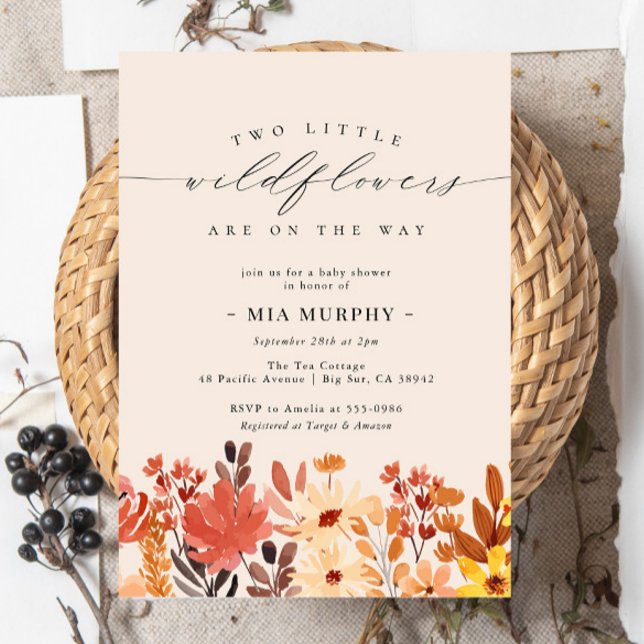 Twins Little Wildflower Flower Baby Shower Invitation (Creator Uploaded)