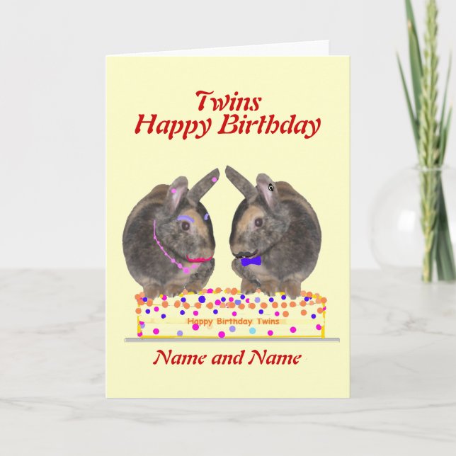Twins male female birthday card (Front)