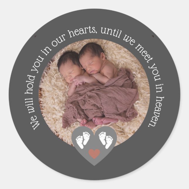 Twins Miscarriage Baby Loss Memorial Stillbirth Classic Round Sticker (Front)