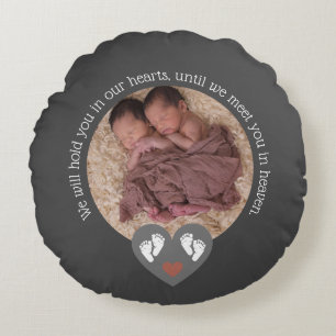 Twins Miscarriage Baby Loss Memorial Stillbirth Round Cushion