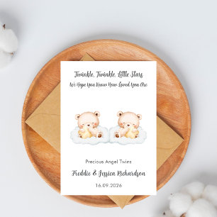 Twins Miscarriage Baby Loss Twinkle Twinkle Bears Card