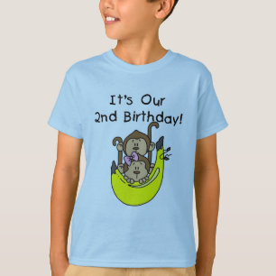 Twins Monkey Boy and Girl 2nd Birthday T-Shirt