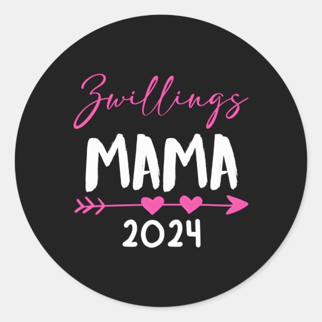 Twins Mum 2024 Mum-To-Be 2024 Expectant Twin Mum 2 Classic Round Sticker (Front)
