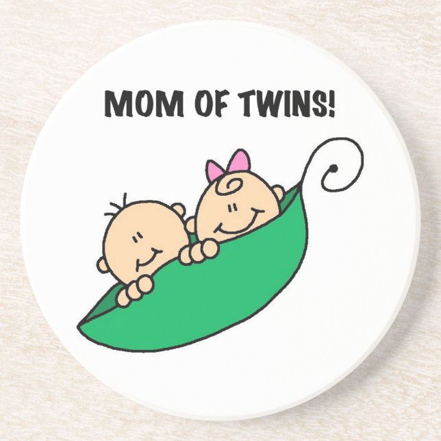 Twins Mum- Peas in a Pod Gifts Coaster (Front)