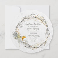Twin's Nest Round Baby Shower Invitation