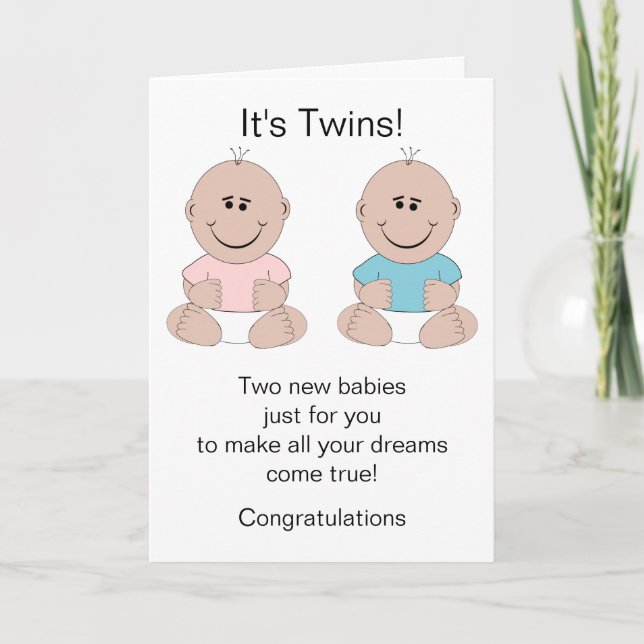 Twins New Born Baby Card (Front)