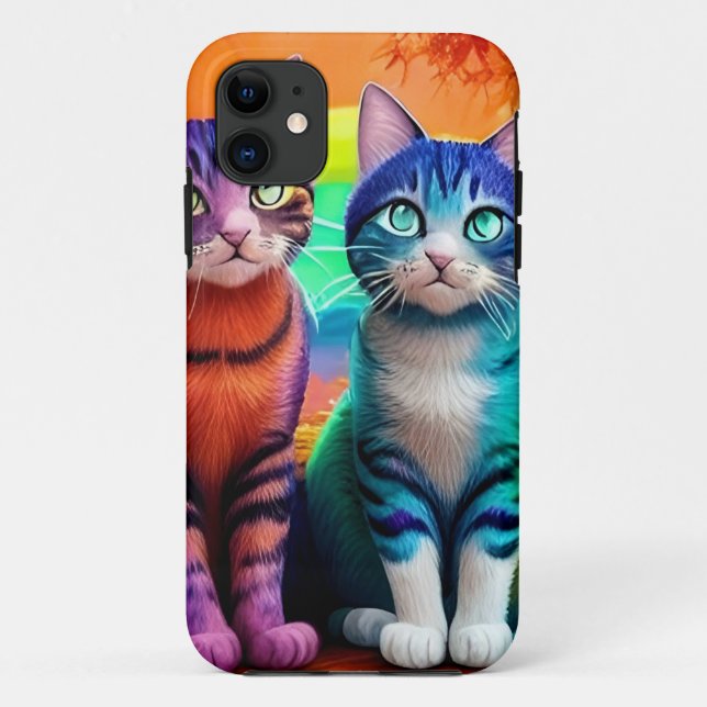 Twins of Cats Digital Art-56467 Case-Mate iPhone Case (Back)
