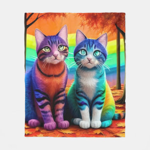 Twins of Cats Digital Art-56467 Fleece Blanket