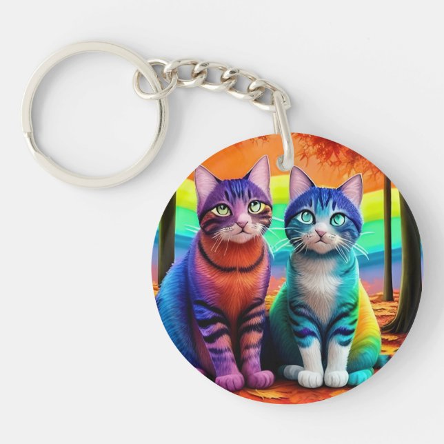 Twins of Cats Digital Art-56467 Key Ring (Front)