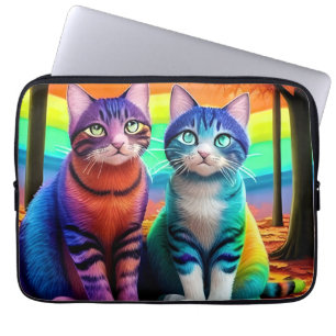Twins of Cats Digital Art-56467 Laptop Sleeve