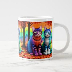 Twins of Cats Digital Art-56467 Large Coffee Mug