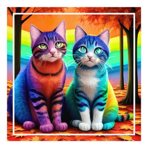 Twins of Cats Digital Art-56467 Photo Print